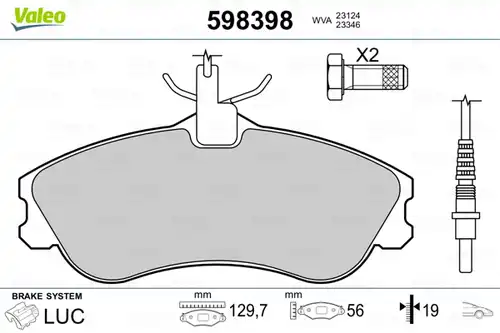 накладки VALEO 598398