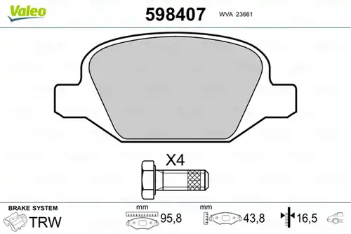 накладки VALEO 598407