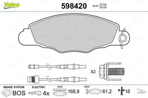 накладки VALEO 598420