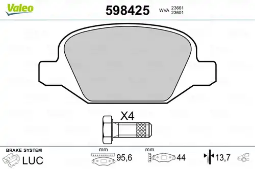 накладки VALEO 598425