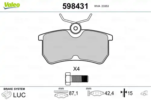 накладки VALEO 598431