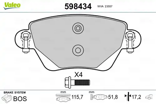 накладки VALEO 598434