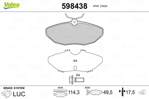 накладки VALEO 598438