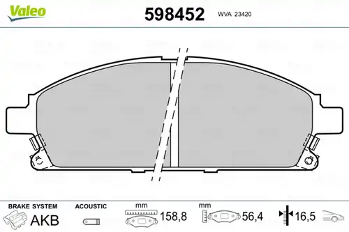 накладки VALEO 598452