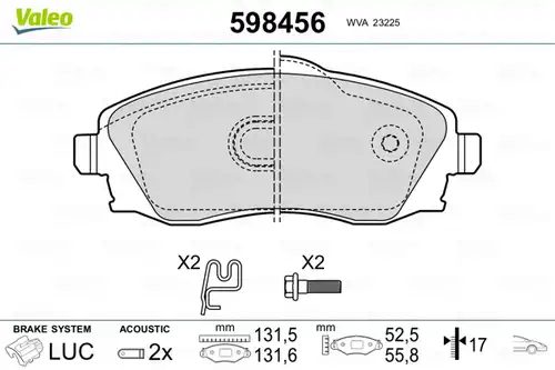 накладки VALEO 598456