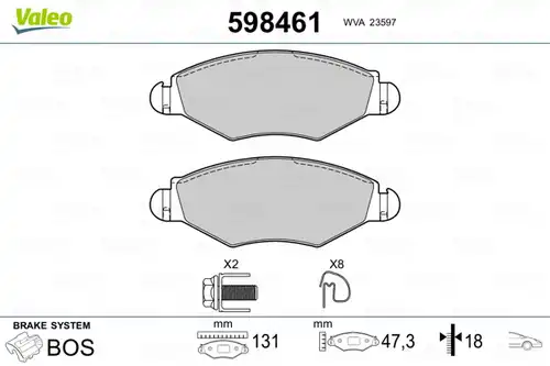 накладки VALEO 598461