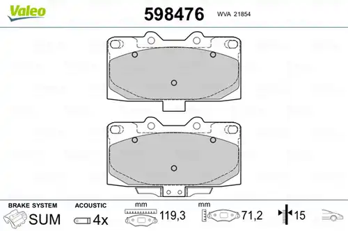 накладки VALEO 598476