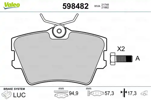 накладки VALEO 598482