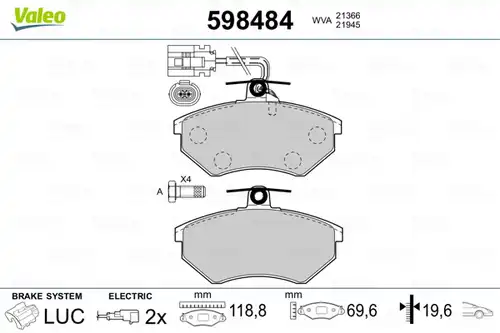 накладки VALEO 598484