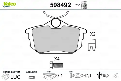 накладки VALEO 598492