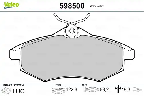 накладки VALEO 598500