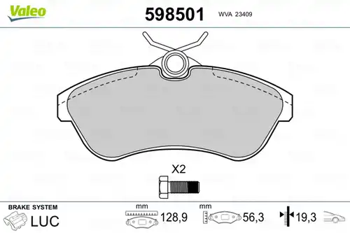 накладки VALEO 598501