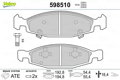 накладки VALEO 598510