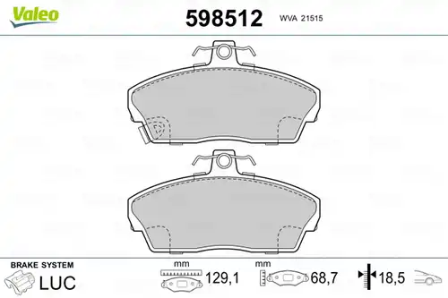 накладки VALEO 598512