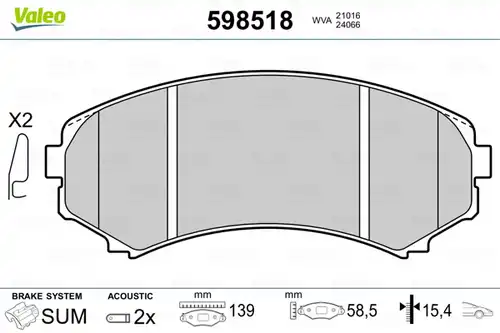 накладки VALEO 598518