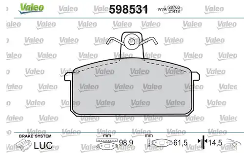 накладки VALEO 598531