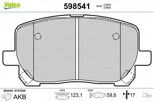 накладки VALEO 598541