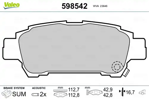 накладки VALEO 598542