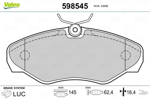 накладки VALEO 598545