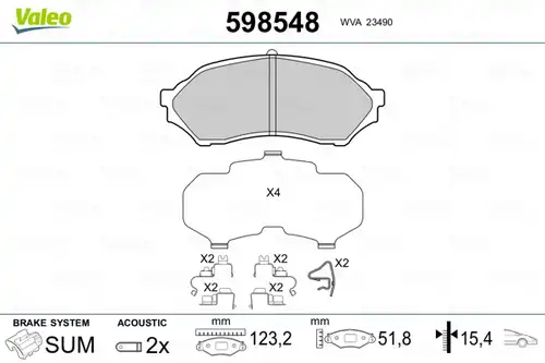 накладки VALEO 598548