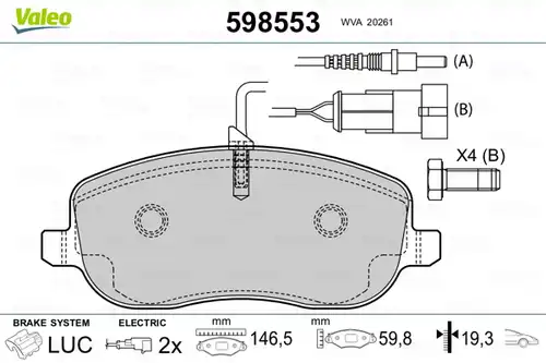 накладки VALEO 598553