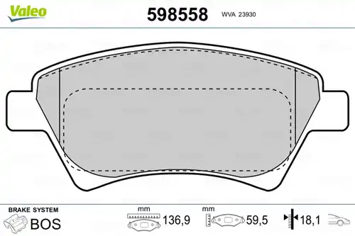 накладки VALEO 598558