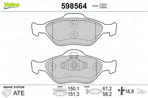 накладки VALEO 598564