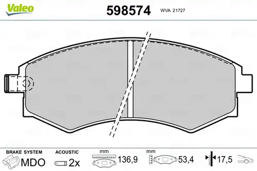 накладки VALEO 598574