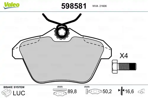 накладки VALEO 598581