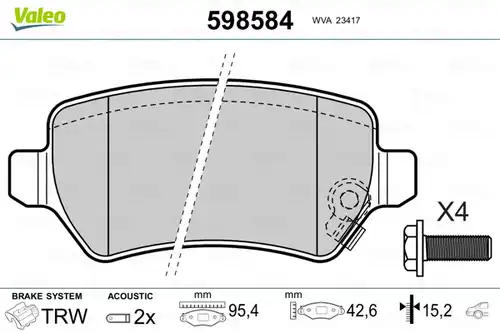 накладки VALEO 598584