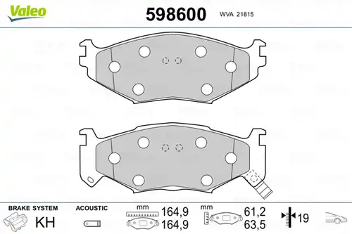 накладки VALEO 598600