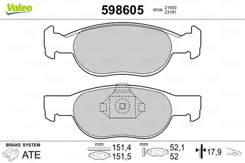 накладки VALEO 598605