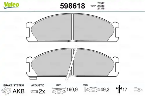 накладки VALEO 598618