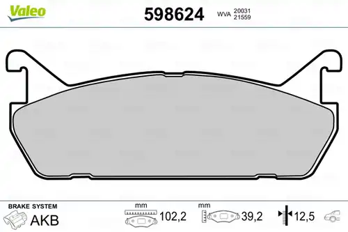 накладки VALEO 598624