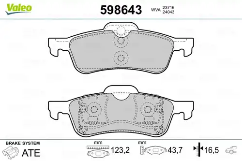 накладки VALEO 598643