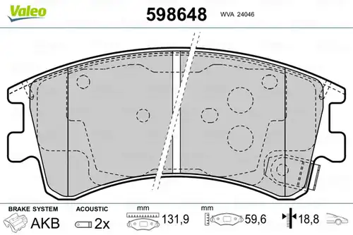 накладки VALEO 598648