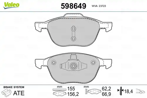 накладки VALEO 598649