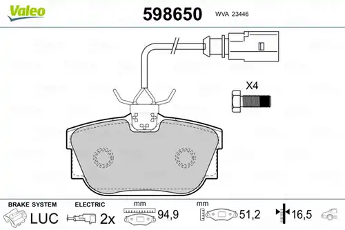 накладки VALEO 598650