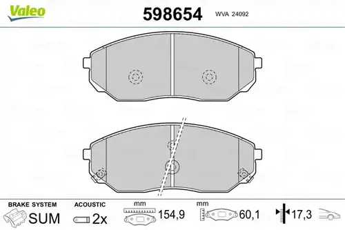 накладки VALEO 598654