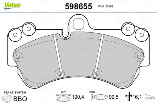 накладки VALEO 598655