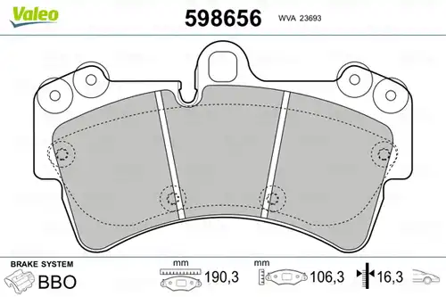 накладки VALEO 598656