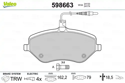 накладки VALEO 598663