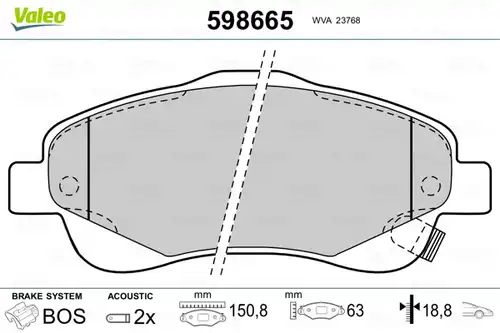 накладки VALEO 598665