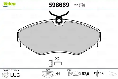 накладки VALEO 598669