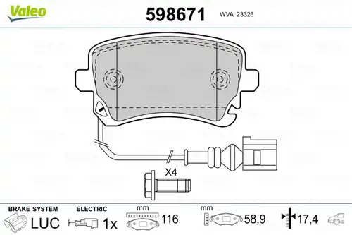 накладки VALEO 598671