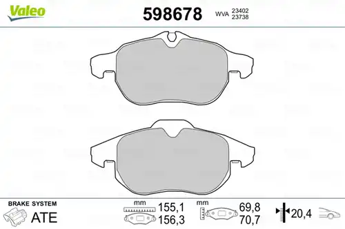 накладки VALEO 598678