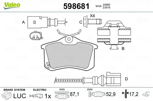 накладки VALEO 598681