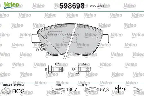 накладки VALEO 598698