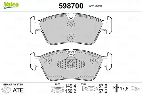 накладки VALEO 598700