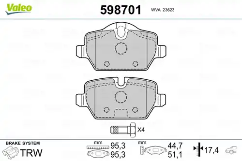 накладки VALEO 598701